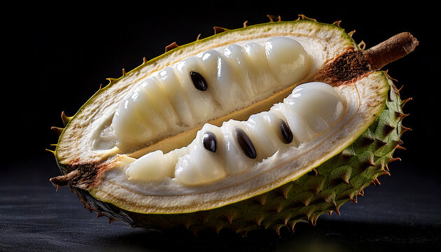 soursop fruit slices on a plain background