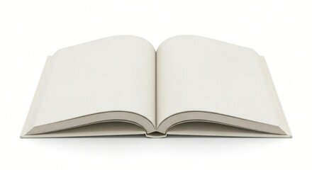 Blank Open Book on White Background Empty Pages for Copy Space Ready for Your Story