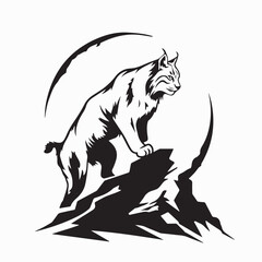 Bobcat Standing at Edge of Cliff Image Vector On White Background