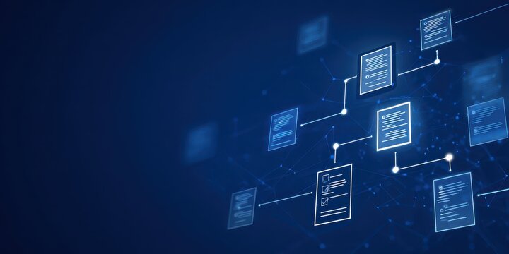 A clear organizational map connecting profile credentials approval status policy nodes monitoring graphs management system routes and a compliance checklist