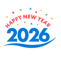 Happy New Year 2026 Celebration with Confetti Greeting Illustration
