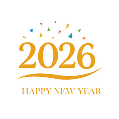 Happy New Year 2026 Celebration with Confetti Illustration