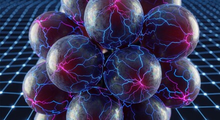 Energized spheres floating, representing advanced technology and innovation