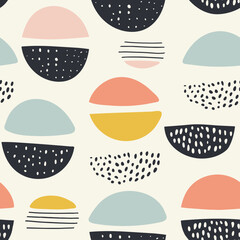 Materiał do szycia Scandinavian Style Abstract Seamless Pattern with Pastel Shapes and Organic Textures