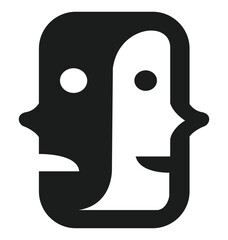 A two-faced happy and sad. Vector illustration.