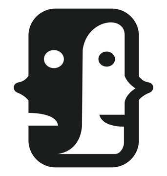 A two-faced happy and sad. Vector illustration.