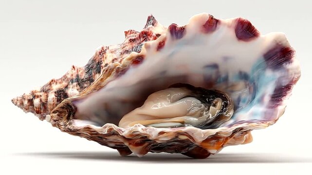 Detailed close up of a beautiful conch shell with its inhabitant.