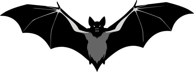 Black Bat Flying Silhouette Illustration.