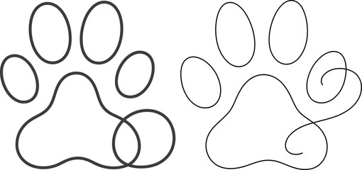 Dog Paw Print Outline Vector Icon Illustration 