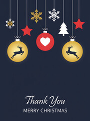 thank you christmas greeting card with decorative christmas balls vector illustration, Christmas / Holiday Greeting & Decoration