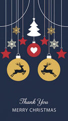 thank you christmas greeting card with decorative christmas balls vector illustration, Christmas / Holiday Greeting & Decoration