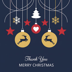 thank you christmas greeting card with decorative christmas balls vector illustration, Christmas / Holiday Greeting & Decoration