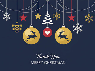 thank you christmas greeting card with decorative christmas balls vector illustration, Christmas / Holiday Greeting & Decoration