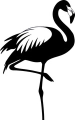 Black Flamingo Standing on One Leg.