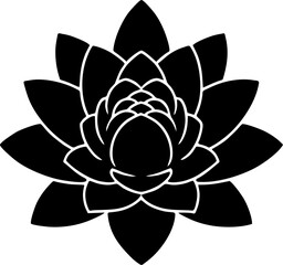 Black Lotus Flower Silhouette Illustration.