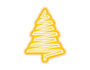 Abstract glowing yellow Christmas tree icon with modern zigzag line art illustration