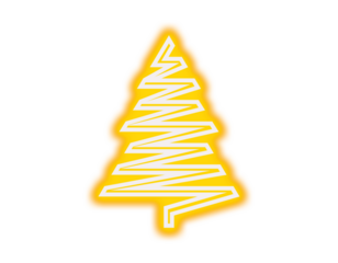 Abstract glowing yellow Christmas tree icon with modern zigzag line art illustration