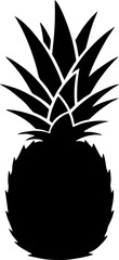 Black Silhouette of Pineapple Fruit.