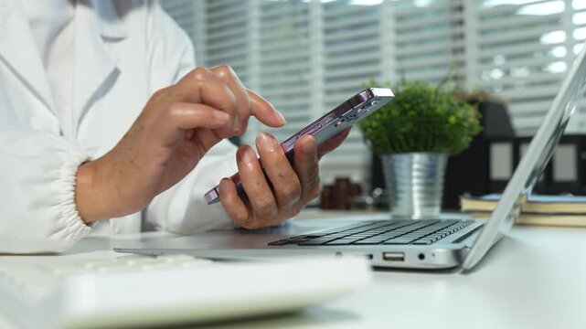 Doctors use a service fee calculator to save money on health insurance, drug cost concepts.