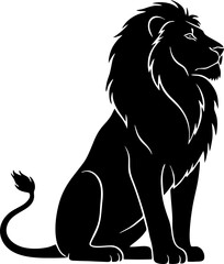 Lion Silhouette Sitting Majestic Animal.