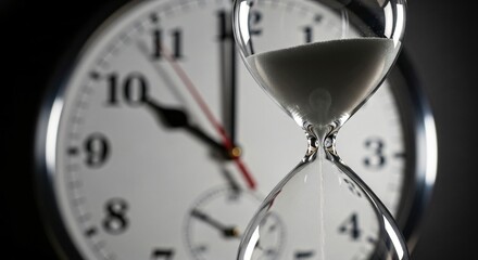 Time Passing Concept Hourglass and Clock Face Symbolizing Urgency Deadlines and the Value of Time
