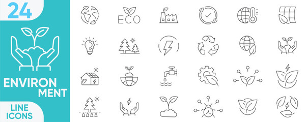 Environment icon set. Linear icon collection. Editable stroke. Vector and illustration set