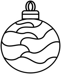 Simple Minimalist Plain Outline Bauble Christmas Decoration With Swirly Curly Lines Inside