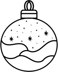 Simple Minimalist Plain Outline Bauble Christmas Decoration With Swirly Curly Lines and Snowfall Inside