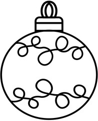 Simple Minimalist Plain Outline Bauble Christmas Decoration With Swirly Curly Lines Inside