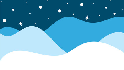 Simple Background Snowfall With Hills and Blue Sky in Winter Season