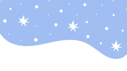 Simple Background Snowfall With Crystal Stars and Hills and Blue Sky in Winter Season