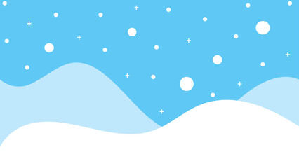 Simple Background Snowfall With Hills and Blue Sky in Winter Season
