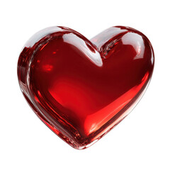 3D like heart glossy red isolated on transparent background.