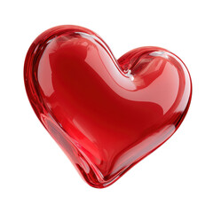 3D like heart glossy red isolated on transparent background.