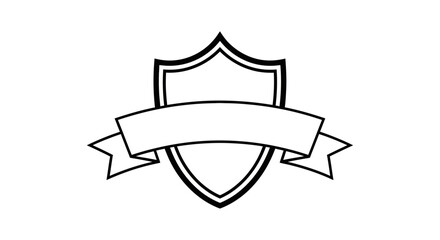 "Blank Shield Emblem with Ribbon Banner Vector"