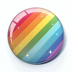 Vibrant rainbow button with sparkles