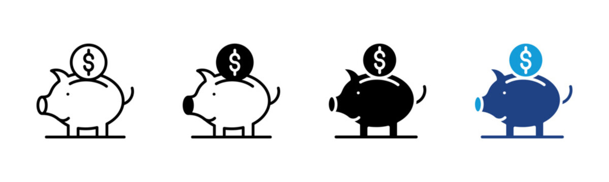 Savings icon set multiple style collection