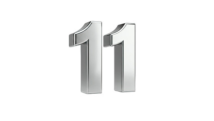 Fototapeta premium Silver Number 11 Isolated on White Background