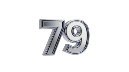 Silver Number 79 Isolated on White Background