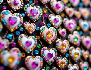 Obraz premium Decorative Wall Hanging with Heart Shapes and Gem Embellishments