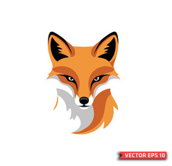 Realistic fox head mascot logo vector illustration