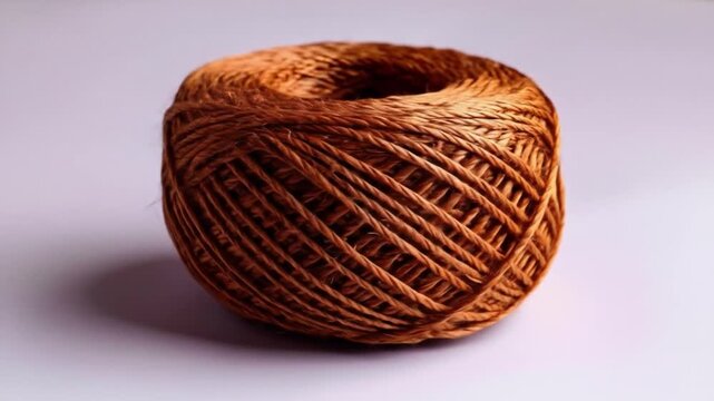 Close up of a ball of twine against a simple background for design