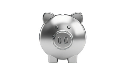 Silver Piggy Bank Isolated on White Background