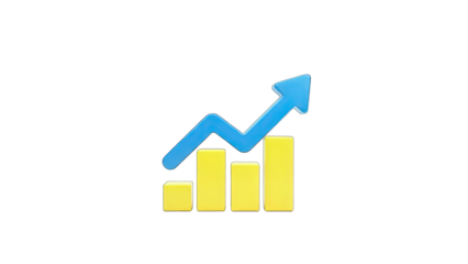 Financial Growth Chart Rising Upwards on White Background