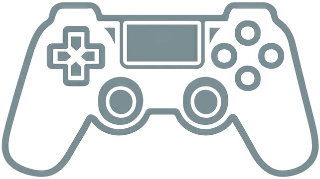 Minimalist sleek game controller icon with clean outline high resolution PNG style cutout on transparent background for digital interface UI UX design app icons gaming dashboards and modern web graphi - Powered by Adobe
