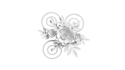 Floral Arrangement with Swirls on White Background