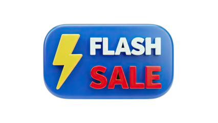 Flash Sale Button with Lightning Bolt Icon on White Background