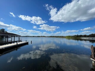 Lake Roy clouds reflecting on water