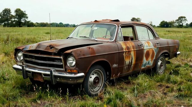 Old Rusted Pickup Truck in a Wide Open Field.