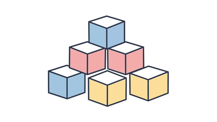 Obraz premium Abstract geometric arrangement of colorful cubes forming a modern minimalist sculpture design